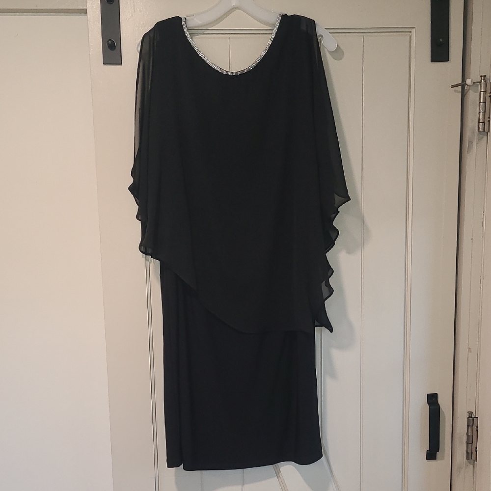 MSK Black Asymmetrical Chiffon Dress